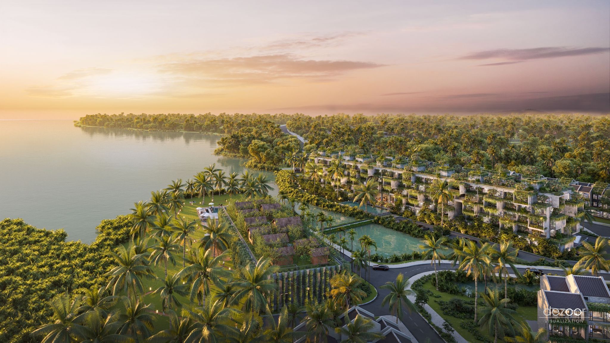 Phối Cảnh Tổng Thể Hoàng Hôn Ven Sông Đế Võng