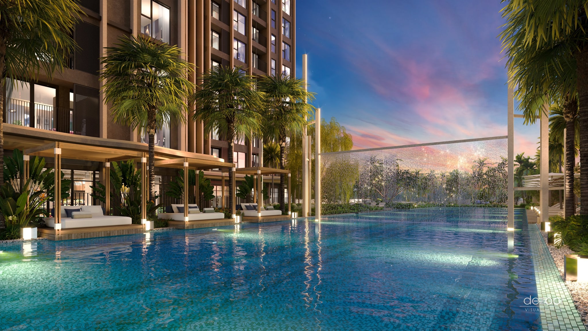Bể Bơi Resort Hoàng Hôn & Kịch Bản Chiếu Sáng Đẳng Cấp