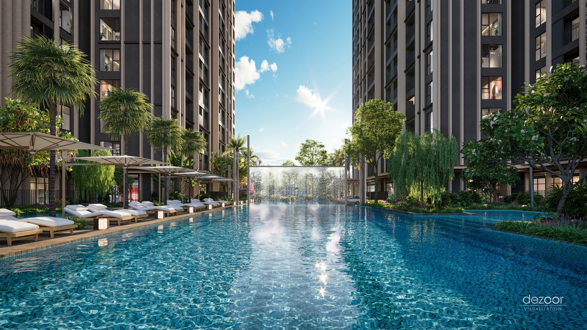 Bể Bơi Ngoài Trời Đón Nắng Sớm Tinh Khôi