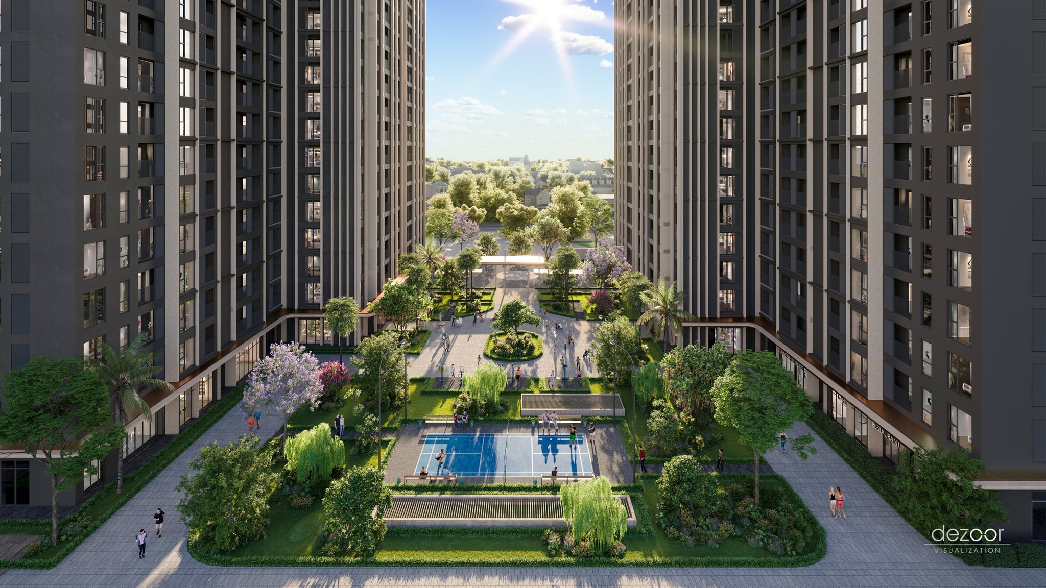 Sân Thể Thao Đa Năng Trên Cao & Đường Chạy Bộ