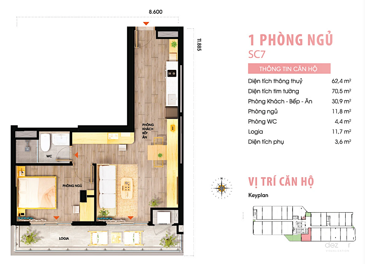 Mặt bằng căn 1PN