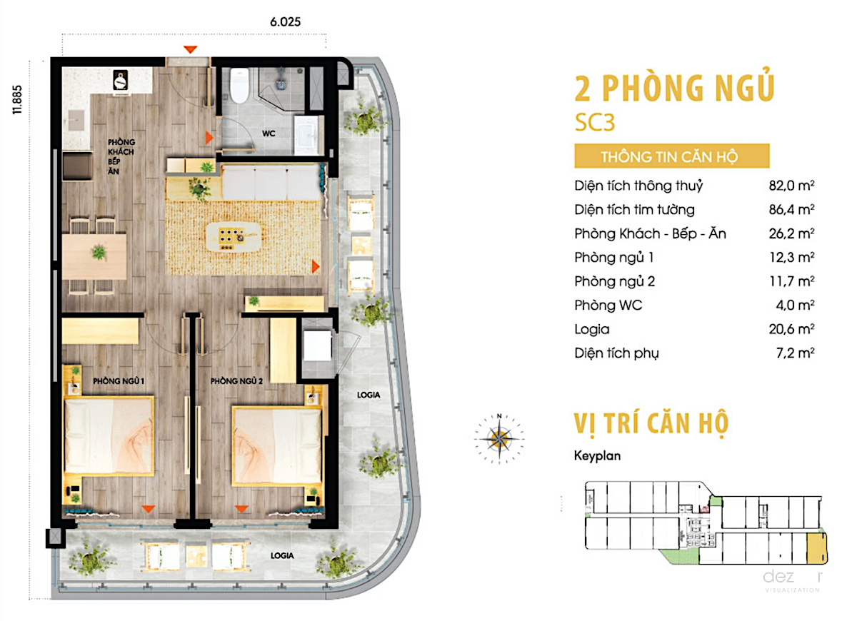 Mặt bằng căn 2PN